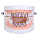 18K Gold Plated Hip Hop Iced out Grills for Your Teeth Top and Bottom Teeth Caps Grill Sets