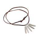 Women Girl's Boho Cool Feather Pendant PU Leather Rope Necklace Jewelry