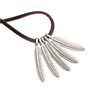 Women Girl's Boho Cool Feather Pendant PU Leather Rope Necklace Jewelry