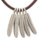 Women Girl's Boho Cool Feather Pendant PU Leather Rope Necklace Jewelry