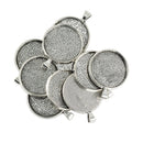 10 Pieces Metal Round Bezel Pendant Trays Blank Bases 30mm Cabochon Settings DIY