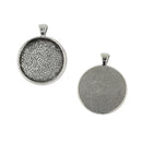 10 Pieces Metal Round Bezel Pendant Trays Blank Bases 30mm Cabochon Settings DIY