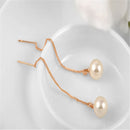 Elegant White Pearl Dangle Earrings with Rose Gold Leverback Stud for Women