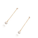 Elegant White Pearl Dangle Earrings with Rose Gold Leverback Stud for Women