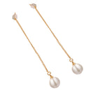 Elegant White Pearl Dangle Earrings with Rose Gold Leverback Stud for Women