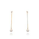 Elegant White Pearl Dangle Earrings with Rose Gold Leverback Stud for Women