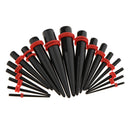 36pcs Taper With Plugs Double O-rings 14G-00G Stretching Kit Piercing Black