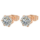 Rose Gold Tone Crystal Luxury Zircon Stud Earring Wedding Bridal Jewelry