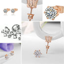 Rose Gold Tone Crystal Luxury Zircon Stud Earring Wedding Bridal Jewelry