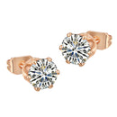 Rose Gold Tone Crystal Luxury Zircon Stud Earring Wedding Bridal Jewelry