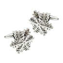 1 Pair Cufflinks Exquisite Unique Silver Snowflake Design Mens Cufflinks Christmas Gift