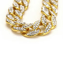 Mens Iced Out Hip Hop 18K Gold Plated Cuban Link Chain Necklcace Bracelet