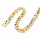 Mens Iced Out Hip Hop 18K Gold Plated Cuban Link Chain Necklcace Bracelet