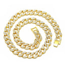 Mens Iced Out Hip Hop 18K Gold Plated Cuban Link Chain Necklcace Bracelet