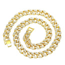 Mens Iced Out Hip Hop 18K Gold Plated Cuban Link Chain Necklcace Bracelet