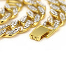 Mens Iced Out Hip Hop 18K Gold Plated Cuban Link Chain Necklcace Bracelet
