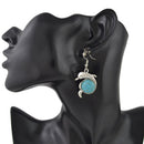 Cute Dolphin Shape Turquoise Drop Dangle Earrings Women Boho Jewelry Gift