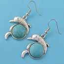 Cute Dolphin Shape Turquoise Drop Dangle Earrings Women Boho Jewelry Gift
