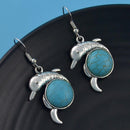 Cute Dolphin Shape Turquoise Drop Dangle Earrings Women Boho Jewelry Gift