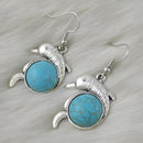 Cute Dolphin Shape Turquoise Drop Dangle Earrings Women Boho Jewelry Gift