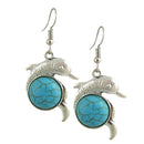 Cute Dolphin Shape Turquoise Drop Dangle Earrings Women Boho Jewelry Gift
