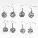 12 Pairs Vintage Antique Silver 12 Zodiac Constellations Earrings Drop Craft