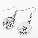 12 Pairs Vintage Antique Silver 12 Zodiac Constellations Earrings Drop Craft