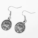 12 Pairs Vintage Antique Silver 12 Zodiac Constellations Earrings Drop Craft