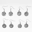 12 Pairs Vintage Antique Silver 12 Zodiac Constellations Earrings Drop Craft