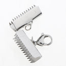 6pcs Necklace Clamps Clip Ribbon Ends Over Crimp Cord Caps Lobster Clasps
