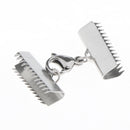 6pcs Necklace Clamps Clip Ribbon Ends Over Crimp Cord Caps Lobster Clasps