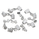 10 Pieces Silver Stainless Steel Ribbon Cord Crimp Clip End Cap Tip Finding