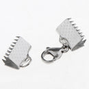 10 Pieces Silver Stainless Steel Ribbon Cord Crimp Clip End Cap Tip Finding