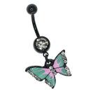 Black Stainless Steel Belly Ring Button Bar Jewelry 1.6mm(14g) Ball Closure