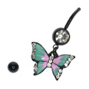 Black Stainless Steel Belly Ring Button Bar Jewelry 1.6mm(14g) Ball Closure