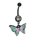 Black Stainless Steel Belly Ring Button Bar Jewelry 1.6mm(14g) Ball Closure