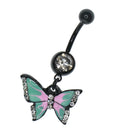 Black Stainless Steel Belly Ring Button Bar Jewelry 1.6mm(14g) Ball Closure
