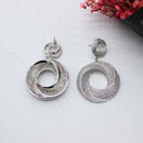Women's Silver-tone White Gold Plated Zirconia Crystal Round Circle Dangle Drop Earring