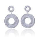 Women's Silver-tone White Gold Plated Zirconia Crystal Round Circle Dangle Drop Earring