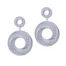 Women's Silver-tone White Gold Plated Zirconia Crystal Round Circle Dangle Drop Earring