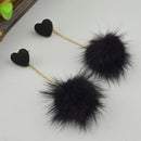 Black Cute Ball Love Heart Dangle Chain Long Earrings Elegant Lady Jewelry Fashion