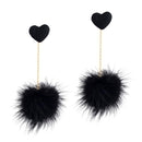 Black Cute Ball Love Heart Dangle Chain Long Earrings Elegant Lady Jewelry Fashion