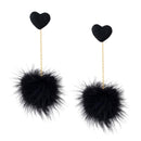 Black Cute Ball Love Heart Dangle Chain Long Earrings Elegant Lady Jewelry Fashion