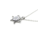 Clear Zircon Crystal Animal Tortoise Pendant Necklace Sweater Jewelry for Women Girls