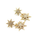 1 Pair Drop/Dangle Geometry Hexagram Stud Earrings Crystal Snowflake Earring Gold Tone