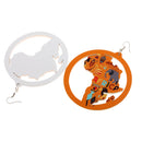 Orange Africa Map Natural Wood Earrings Round Tribal Wooden Danglers Jewelry