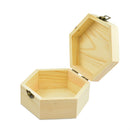 3Pcs 3Sizes Hexagon Wooden Watch Earrings Jewelry Treasure Case Storage Box Memorial Keepsake Container