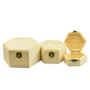 3Pcs 3Sizes Hexagon Wooden Watch Earrings Jewelry Treasure Case Storage Box Memorial Keepsake Container