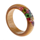 Transparent Resin Bracelet Bangle Dried Flower Wood Cuff Bracelet Jewelry