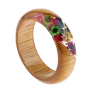 Transparent Resin Bracelet Bangle Dried Flower Wood Cuff Bracelet Jewelry
